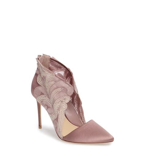 obin lace detailed pointy toe pump vince camuto